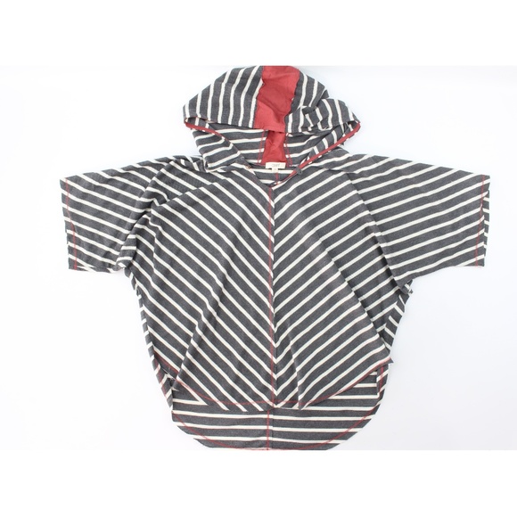 ODDY Sweaters - Oddy Striped Chic Hooded Poncho Sweater
